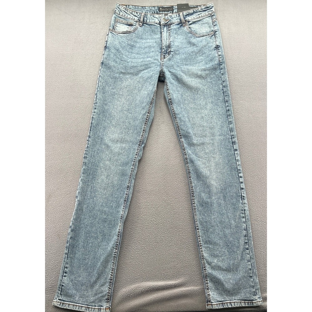 American Tall Jeans Mens 34x36 J1 Straight Fit Acid Wash Light Blue Denim